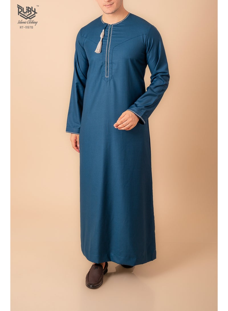 RUBY ISLAMIC CLOTHING Omani/Emirati Dishdasha – Men's Omani/Emirati Style Thobe Kandura Classic - Full-Length Long Sleeve Islamic Jubbah - Image 1